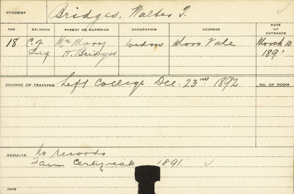 BRIDGES, Walter T (Certificate - Farm)