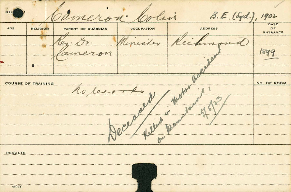 CAMERON, Colin Bowman (Agriculture)