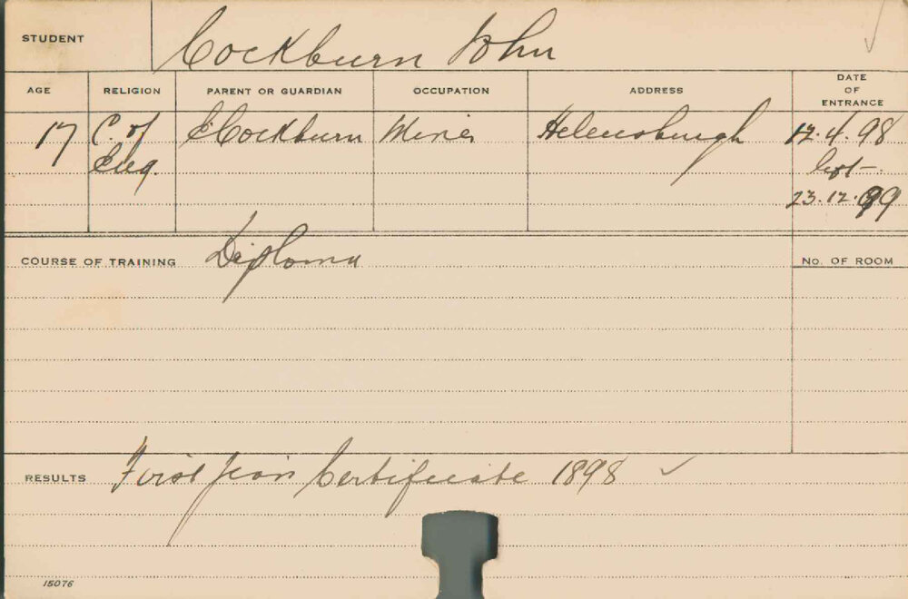 COCKBURN, John (Hawkesbury Diploma of Agriculture (HDA) (First Year Certificate))