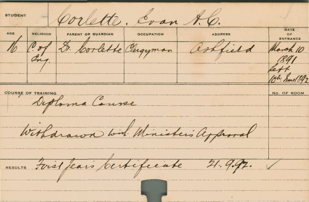 CORLETTE, Evan AC (Agriculture 1891)