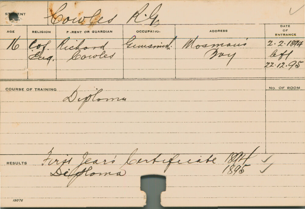 COWLES, Richard E (Diploma)