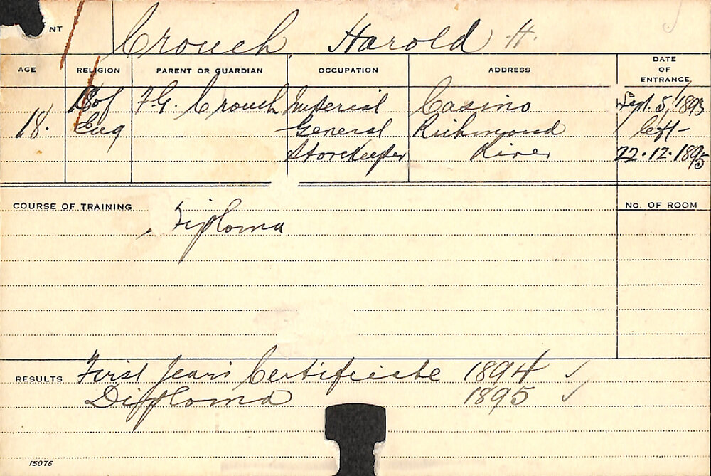 CROUCH, Harold H (Diploma)