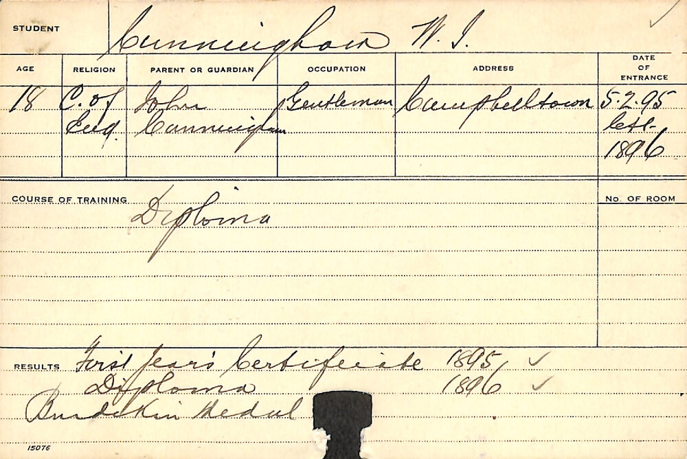 CUNNINGHAM, WJ (Diploma)