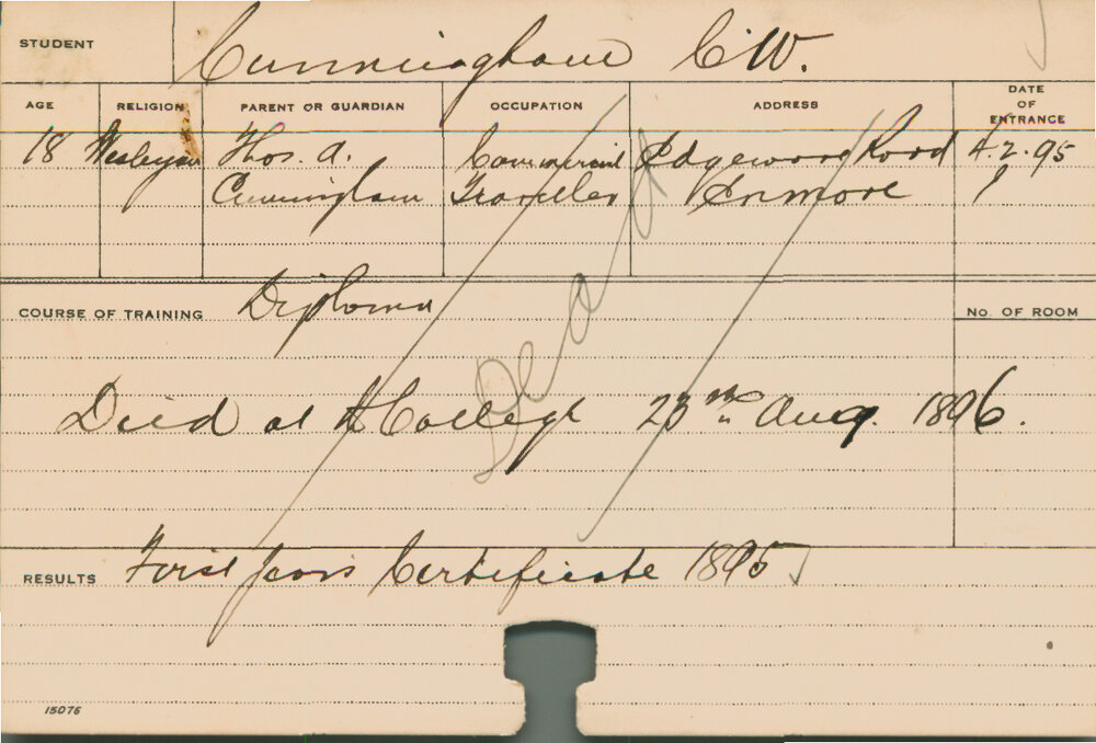 CUNNINGHAM, CW (Certificate - First Year)