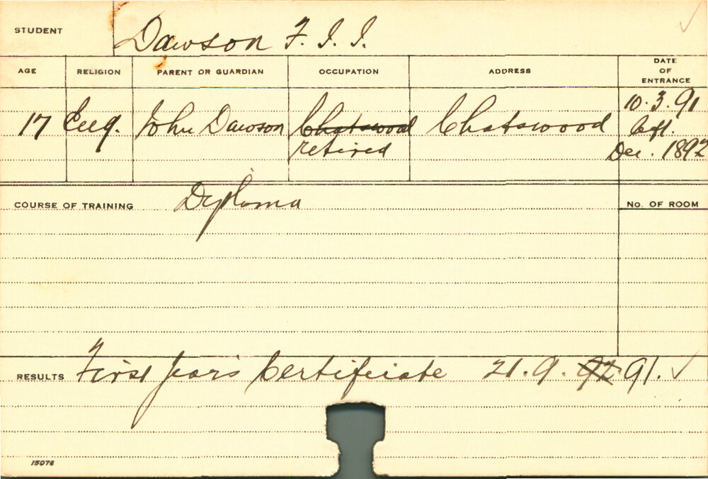 DAWSON, FJJ (Certificate - First Year)