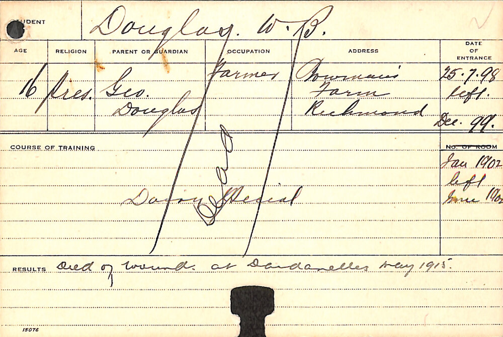 DOUGLAS, W Bowman (Special Course - Dairy)