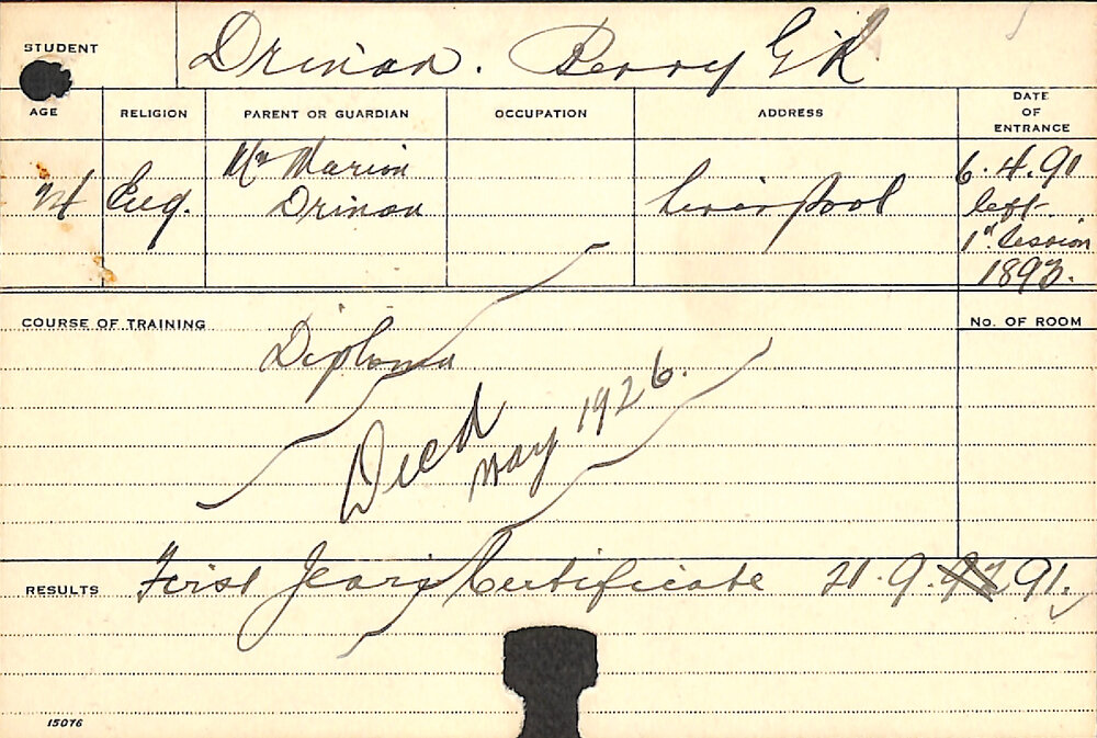 DRINAN, Berry GR (Certificate - First Year)