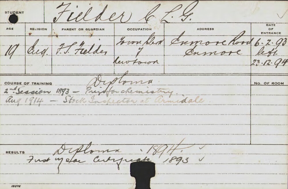FIELDER, Claude LG (Hawkesbury Diploma of Agriculture (HDA))