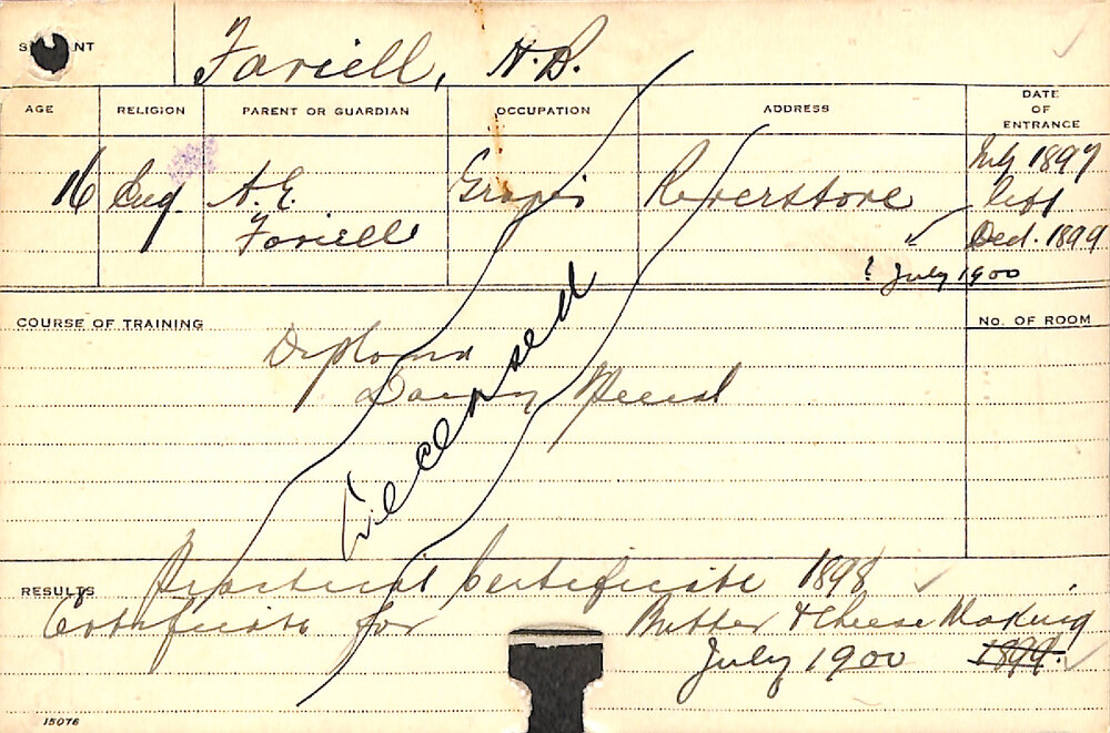 FAVIELL, Horace Bonfield (Certificate - Practical &amp; Butter and Cheesemaking)