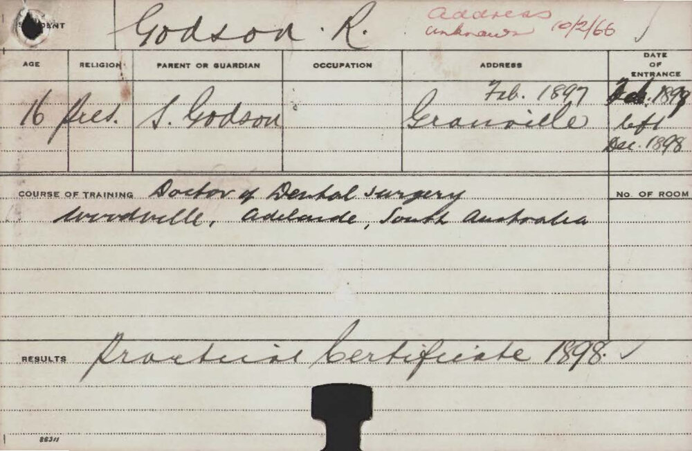 GODSON, Richard (Practical Certificate)