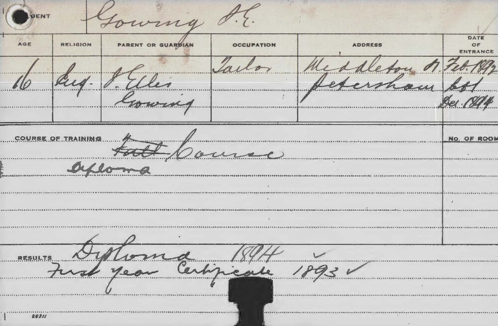 GOWING, JE (Hawkesbury Diploma of Agriculture (HDA) (First Year Certificate))