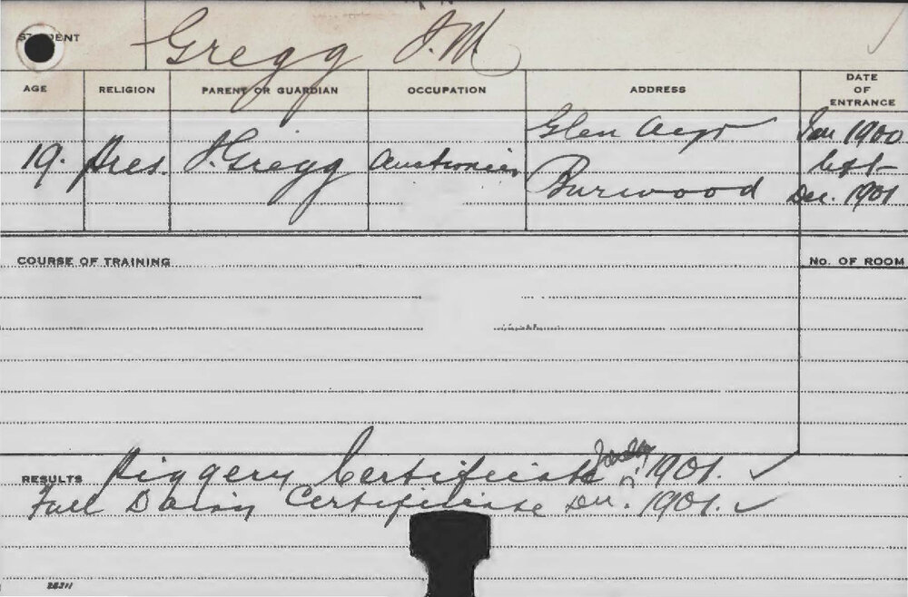 GREGG, JM (Certificate - Piggery &amp; Dairy)