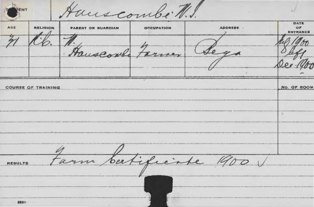 HANSCOMBE, WJ (Certificate - Farm)