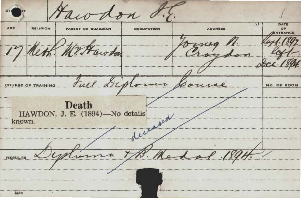 HAWDON, John E (Full Diploma Course)