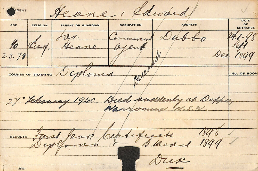 HEANE, Edward (Diploma Course)