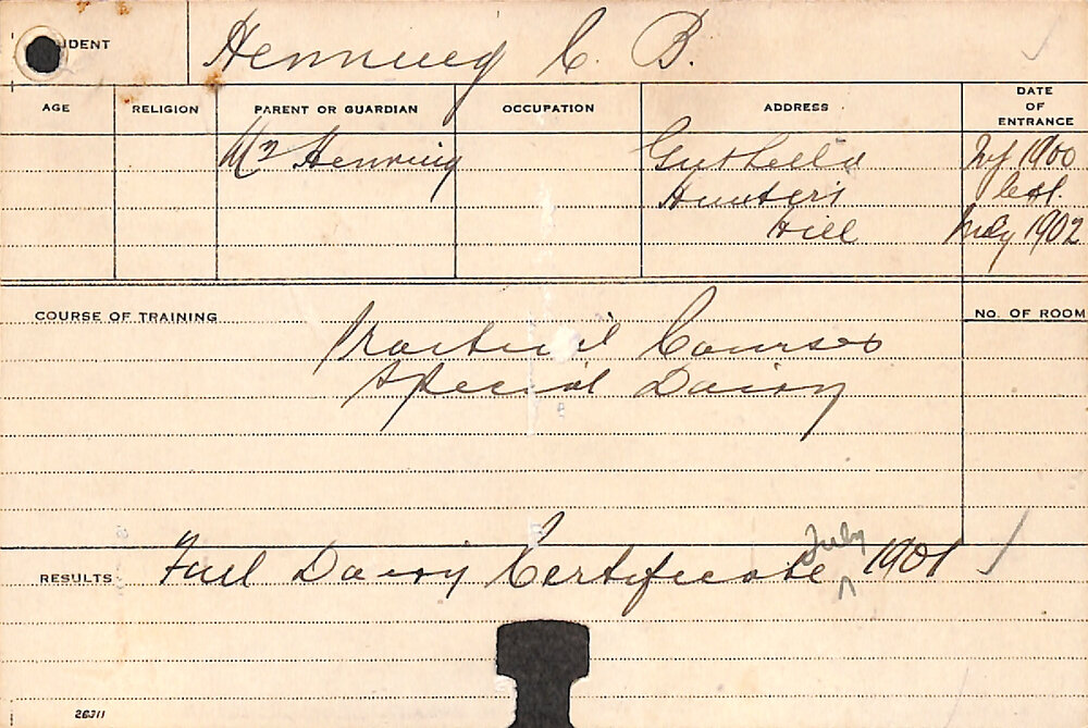 HENNING, Cedric B (Practical courses &amp; Special Dairy)