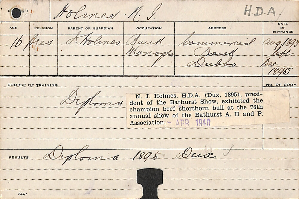 HOLMES, NJ (Hawkesbury Diploma of Agriculture (HDA))