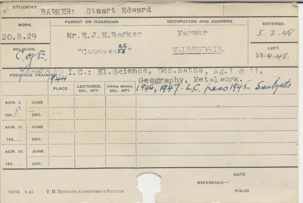 BARKER, Stuart Edward (Course Not Identified)