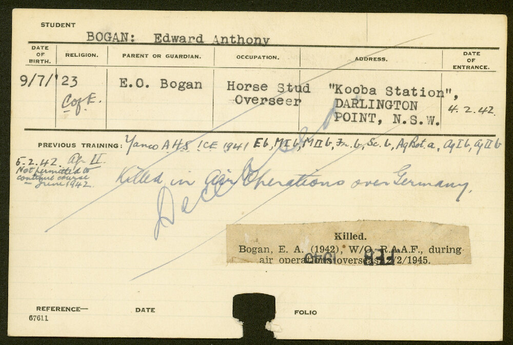 BOGAN, Edward Anthony (Hawkesbury Diploma of Agriculture (HDA))