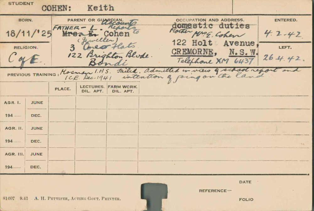 COHEN, Keith (Course Not Identified)