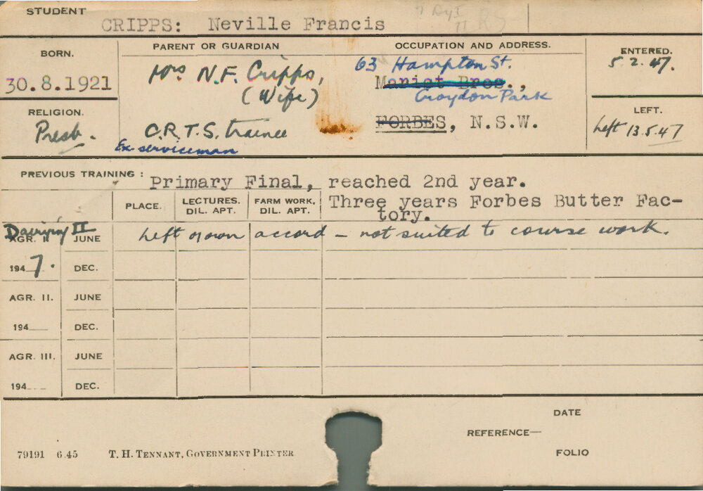 CRIPPS, Neville Francis (Dairy)