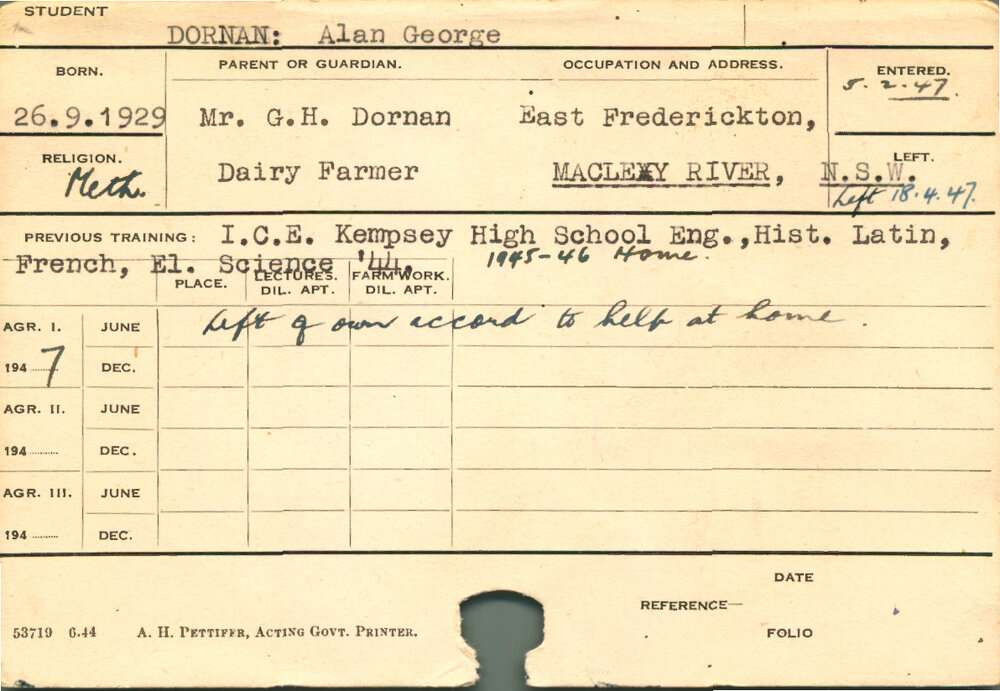 DORNAN, Alan George (Course Not Identified)