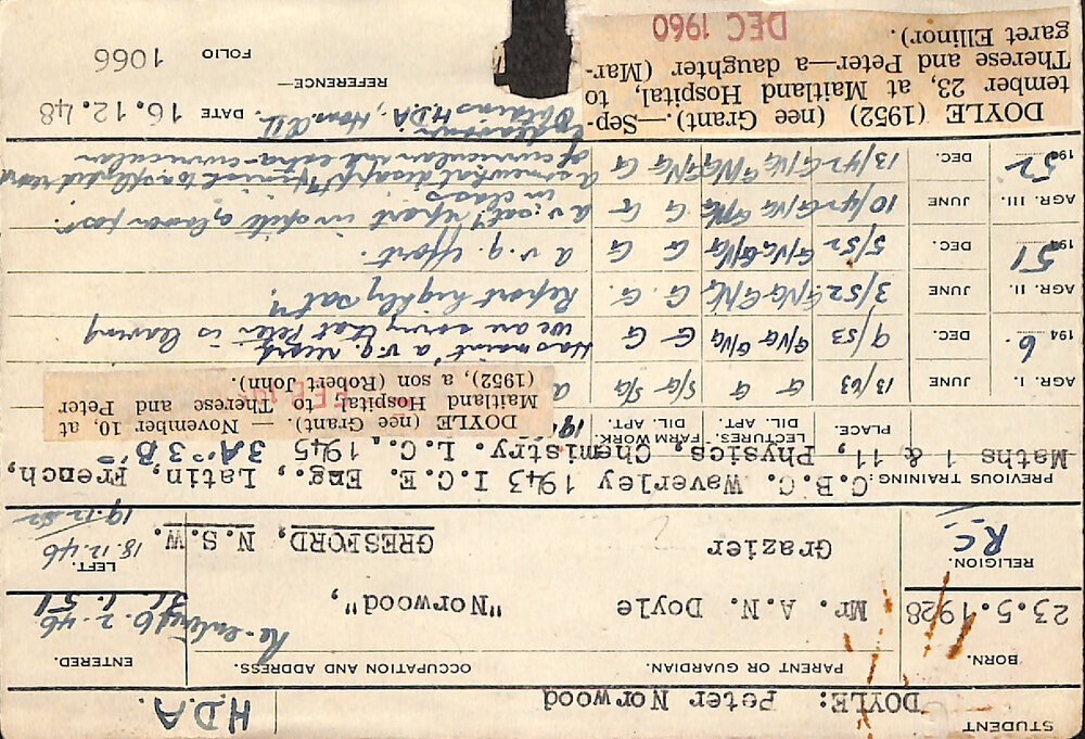 DOYLE, Peter Norwood (Hawkesbury Diploma of Agriculture (HDA))