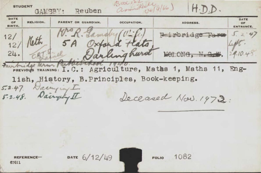 GAMSBY, Reuben (Hawkesbury Diploma in Dairy (HDD))