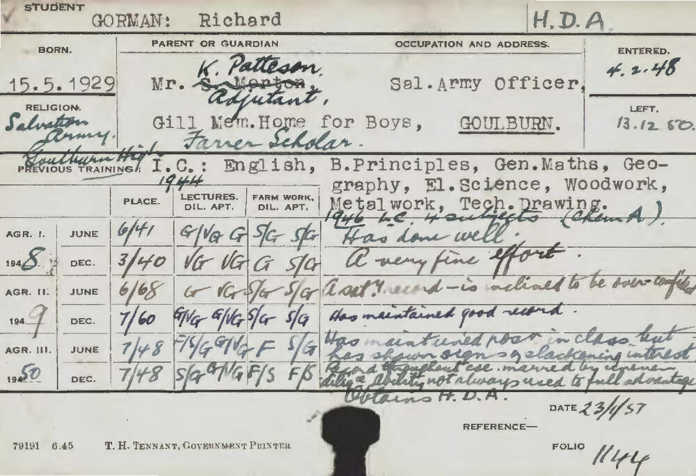 GORMAN, Richard (Hawkesbury Diploma of Agriculture (HDA))
