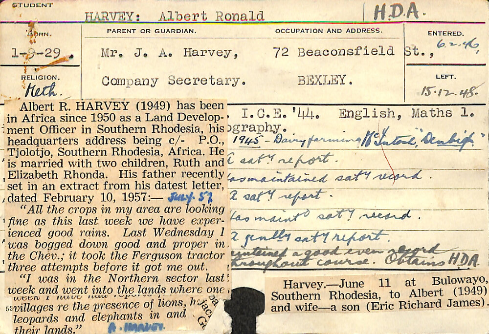 HARVEY, Albert Ronald (Hawkesbury Diploma of Agriculture (HDA))