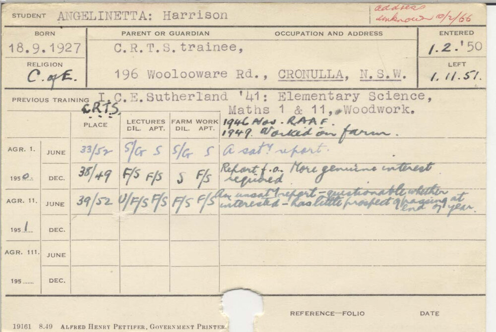 ANGELINETTA, Harrison (Hawkesbury Diploma of Agriculture (HDA))