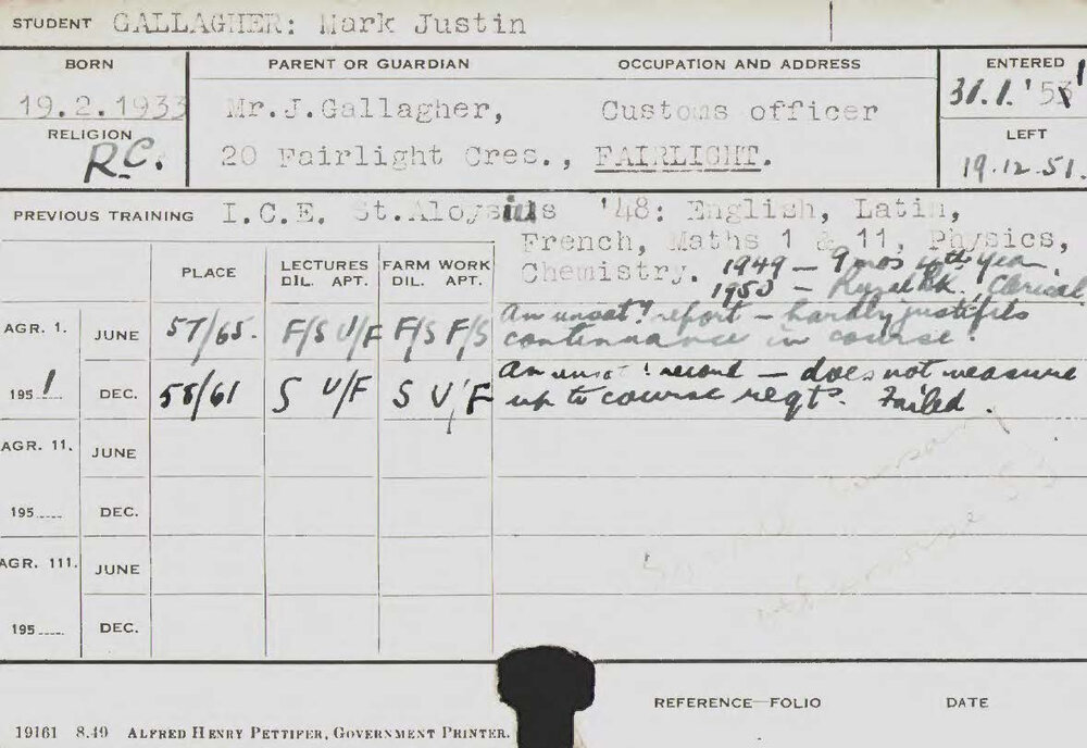 GALLAGHER, Mark Justin (Hawkesbury Diploma of Agriculture (HDA))