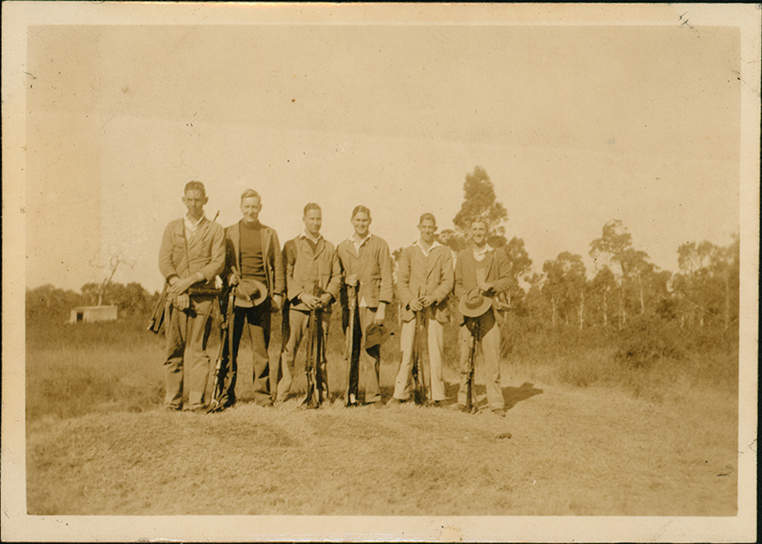 Group of students with rifles [Hawkesbury Agricultural College (HAC)]