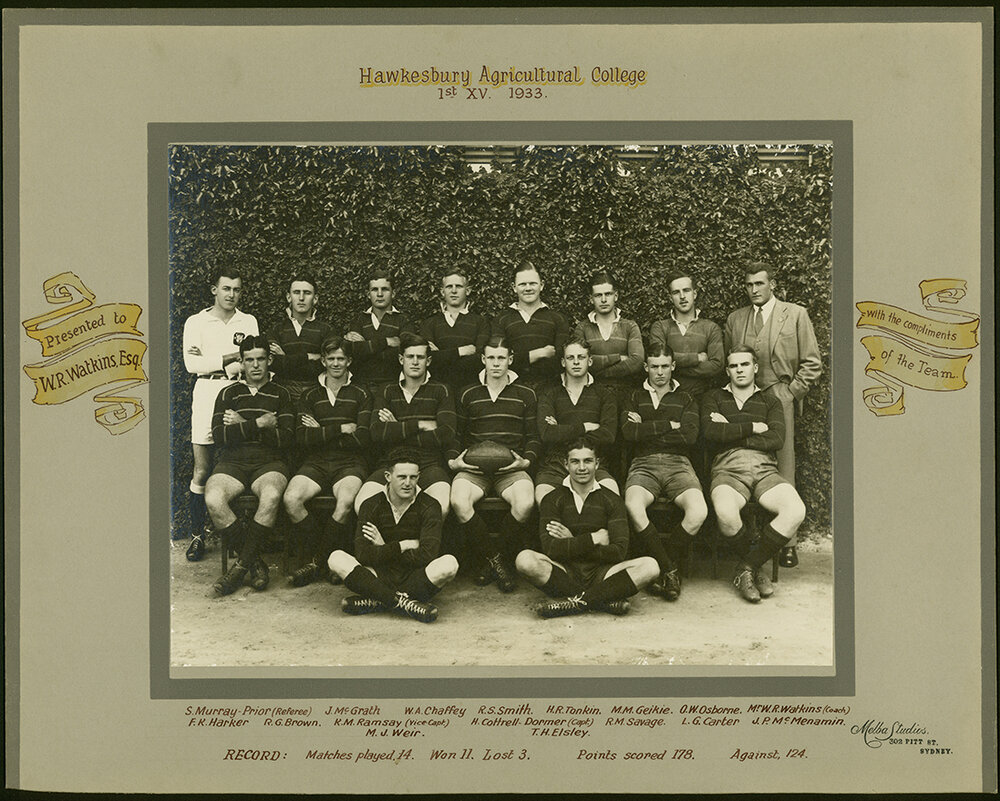 Football (Rugby Union) team - 1st XV, 1933 [Hawkesbury Agricultural College (HAC)]