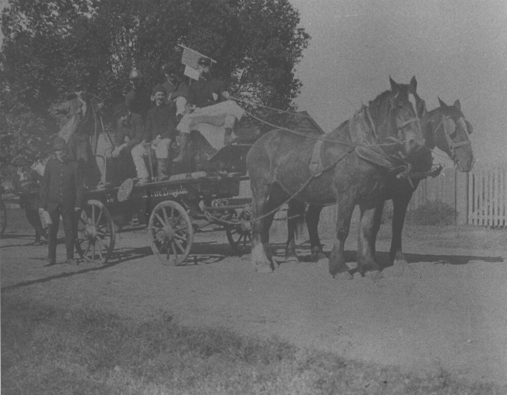 College Procession - Student dressed up as Richmond Fire Brigade [Hawkesbury Agricultural College (HAC)]