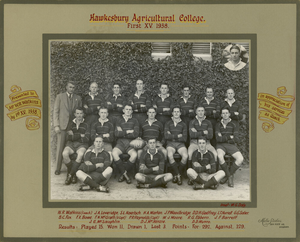 Football (Rugby Union) team - 1st XV, 1938 [Hawkesbury Agricultural College (HAC)]