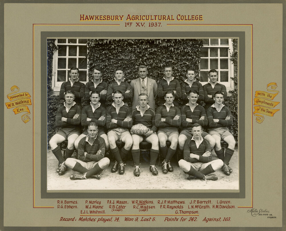 Football (Rugby Union) team - 1st XV, 1937 [Hawkesbury Agricultural College (HAC)]