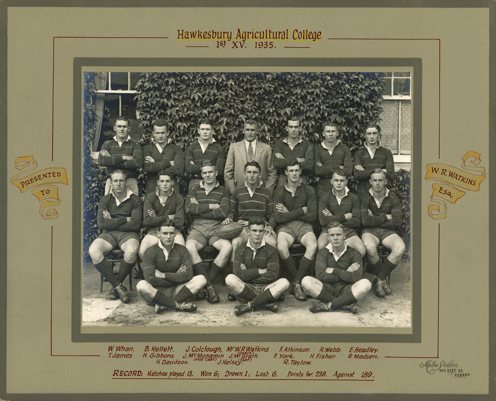 Football (Rugby Union) team - 1st XV, 1935 [Hawkesbury Agricultural College (HAC)]