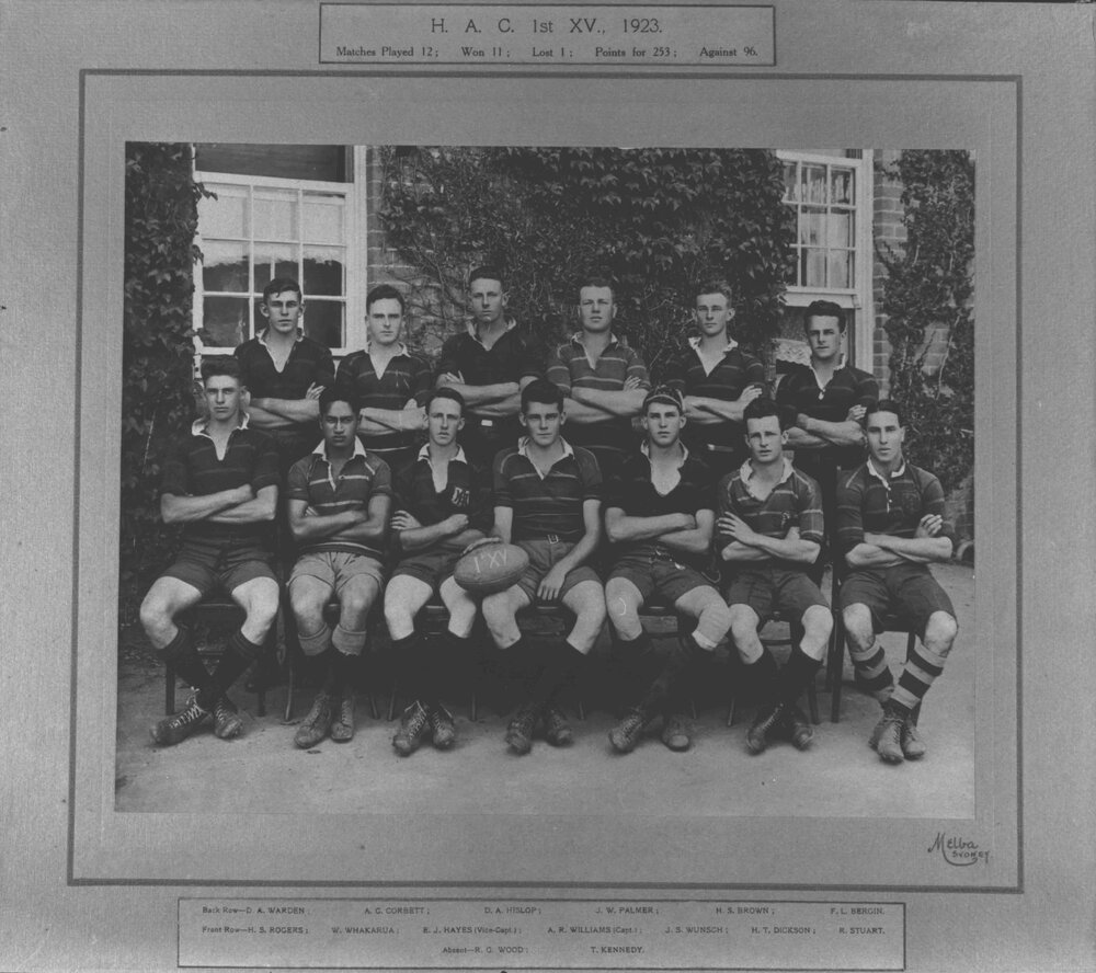 Football (Rugby Union) team - 1st XV, 1923 [Hawkesbury Agricultural College (HAC)]