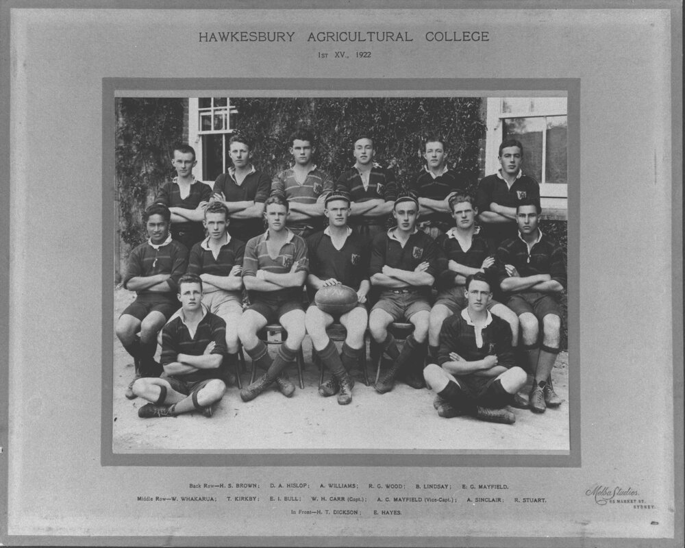 Football (Rugby Union) team - 1st XV, 1922 [Hawkesbury Agricultural College (HAC)]