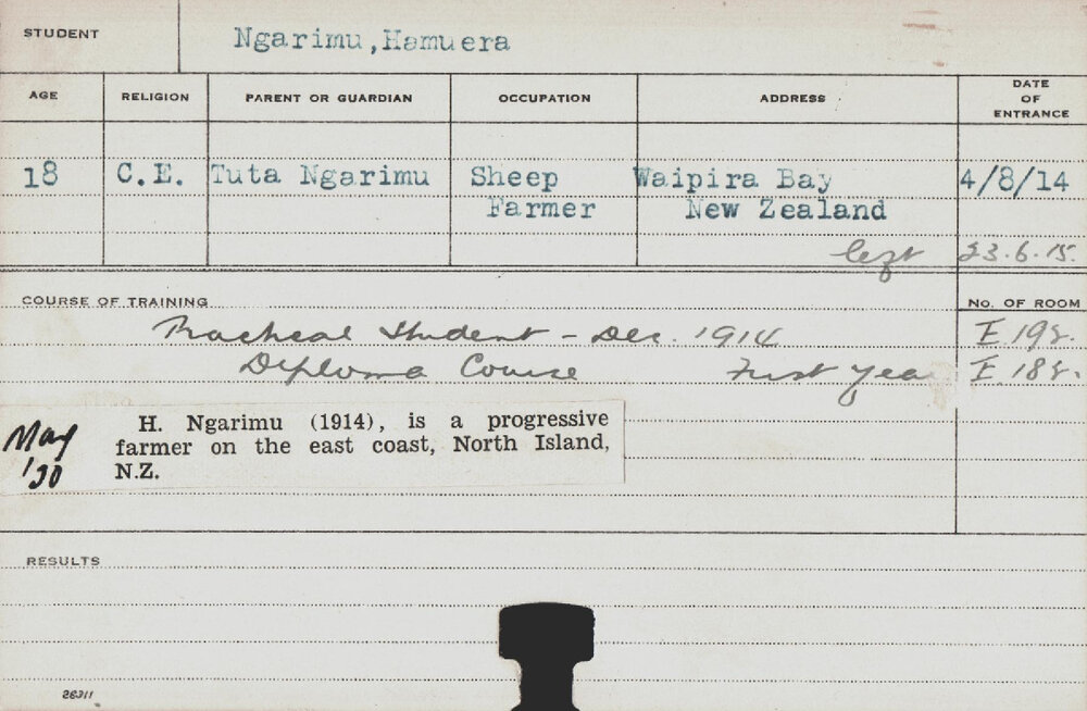 NGARIMU, Hamuera (Hawkesbury Diploma of Agriculture (HDA))