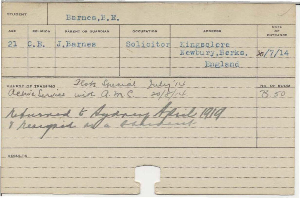 BARNES, B E (Special Course - Plots)