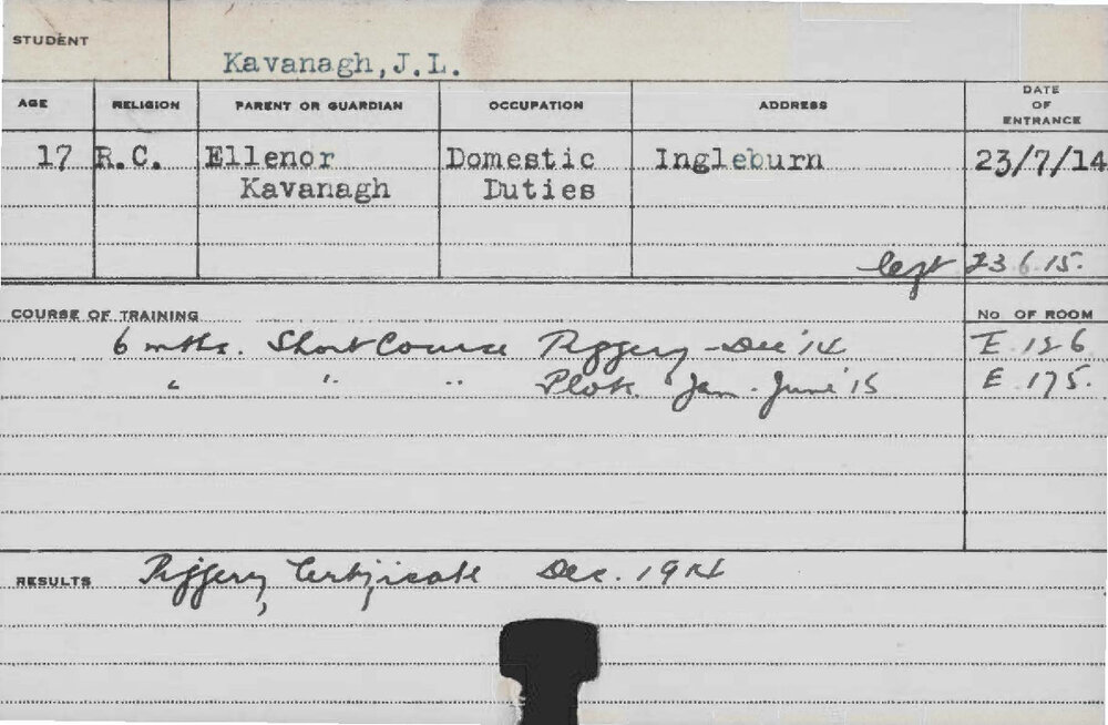 KAVANAGH, JL (Special Course - Piggery &amp; Plots)