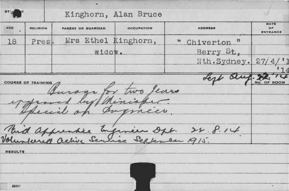 KINGHORN, Alan Bruce (Special Course - Engineer)