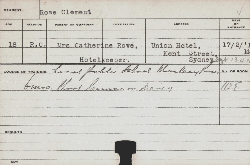 ROWE, Clement (Short Course - Dairy)