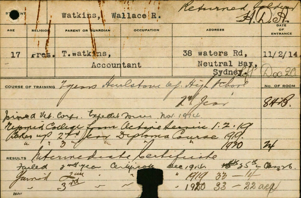 Watkins, Wallace Roy (Hawkesbury Diploma of Agriculture (HDA))