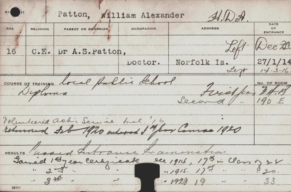 PATTON, William Alexander (Diploma)