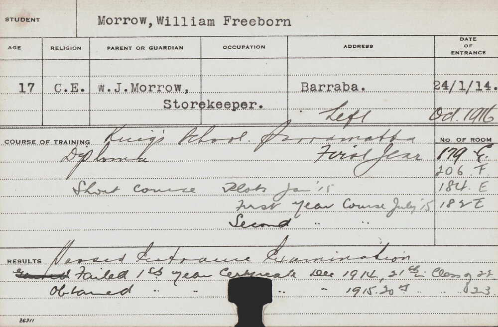 MORROW, William Freeborn (Diploma/ Short Course - Plots)