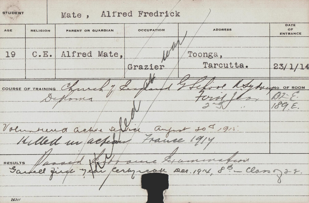 MATE, Alfred Frederick (Hawkesbury Diploma of Agriculture (HDA))