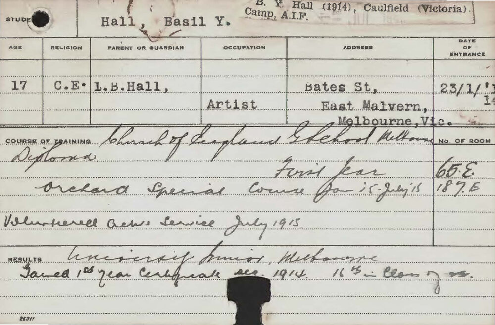 HALL, Basil Y (Special course - Orchard)